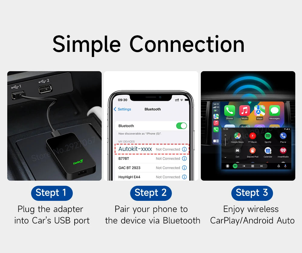 CarlinKit Wireless CarPlay & Android Auto Adapter | 5.0 / 4.0 | Plug & Play, Auto-Connect