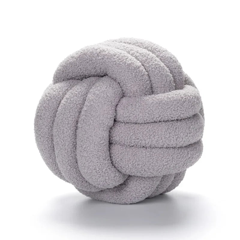 Hand-woven Knotted Ball Pillow Lamb Velvet
