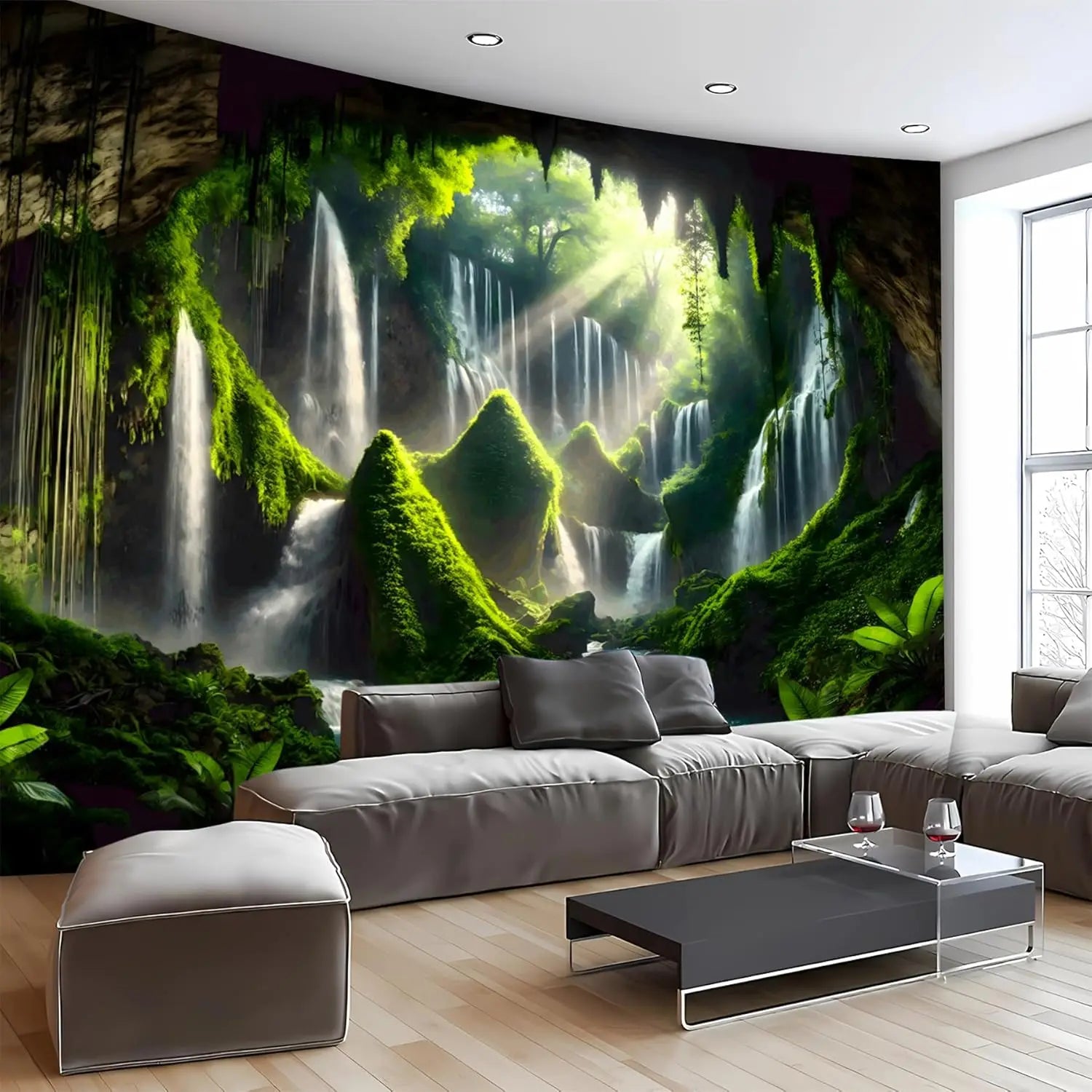 Nature Tapestry Forest Tree Sea Cave Wall Hanging