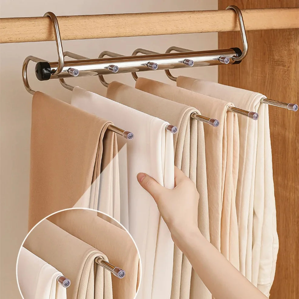 Magic Folding Pants Hangers - 5-in-1 Space-Saving Multi-Layer Clothes Hanger