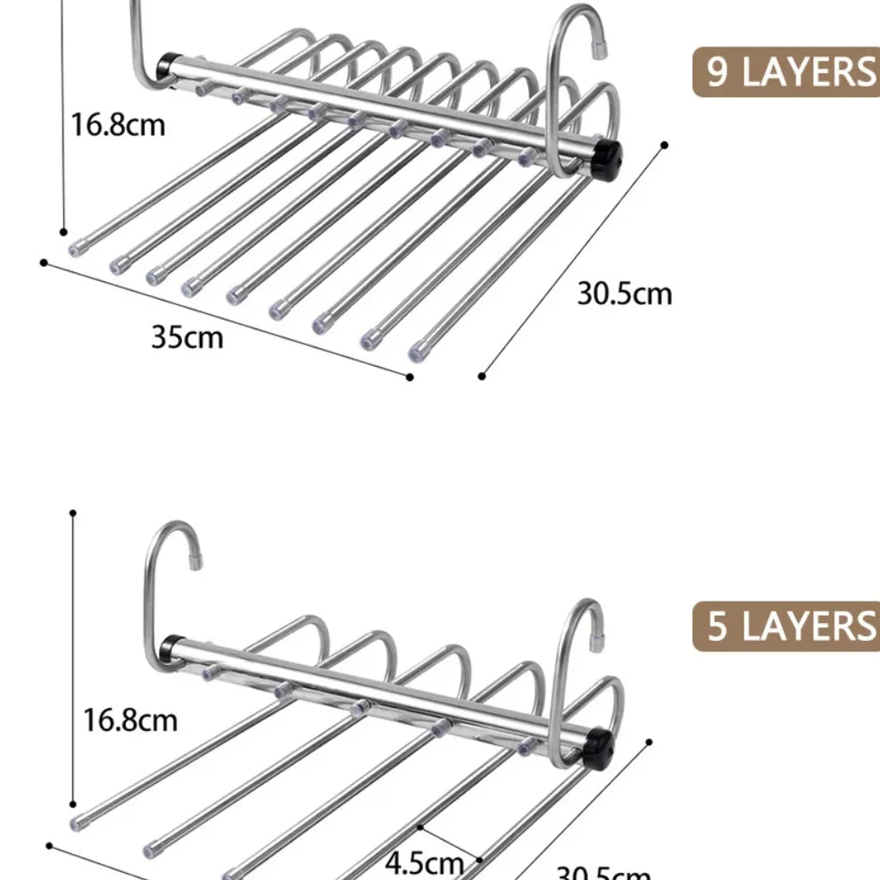 Magic Folding Pants Hangers - 5-in-1 Space-Saving Multi-Layer Clothes Hanger