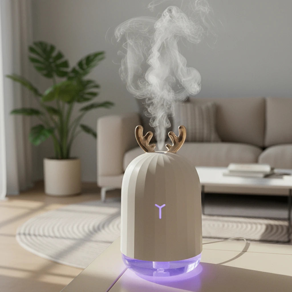 Mini Deer Humidifier & Diffuser - Portable USB Aromatherapy with LED Lights