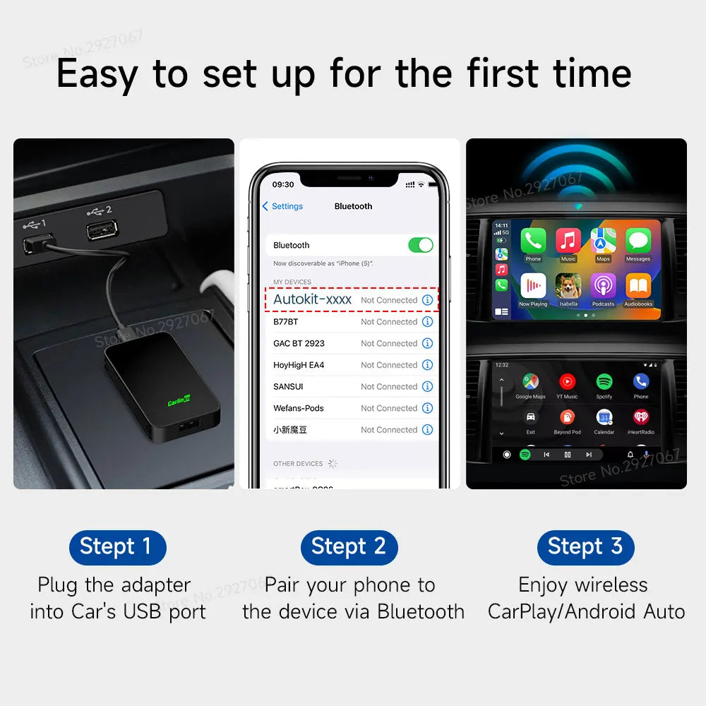 CarlinKit Wireless CarPlay & Android Auto Adapter | 5.0 / 4.0 | Plug & Play, Auto-Connect