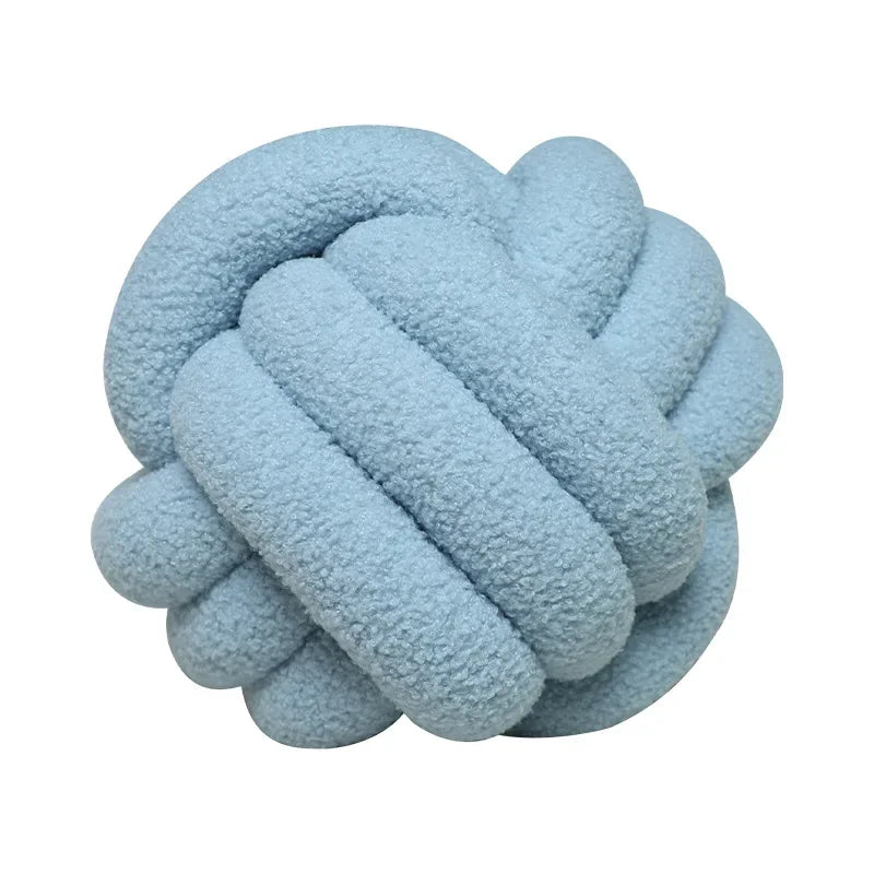 Hand-woven Knotted Ball Pillow Lamb Velvet