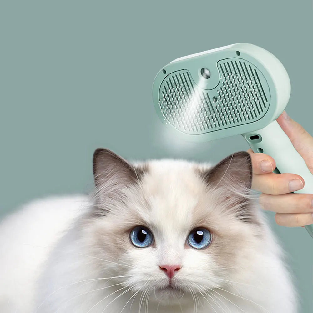 3-in-1 Self-Cleaning Pet Grooming Brush with Mist Spray | Deshedding, Massage & Coat Care for Cats & Dogs