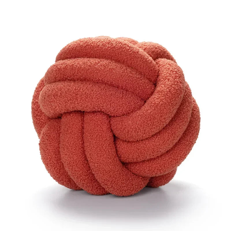 Hand-woven Knotted Ball Pillow Lamb Velvet