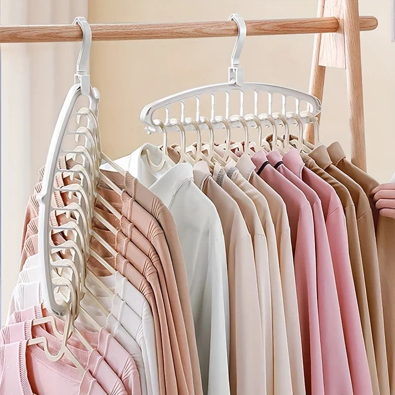 Non-Slip Multi-Hole Clothes Hanger - Folding Space-Saver Hanger for Wardrobe