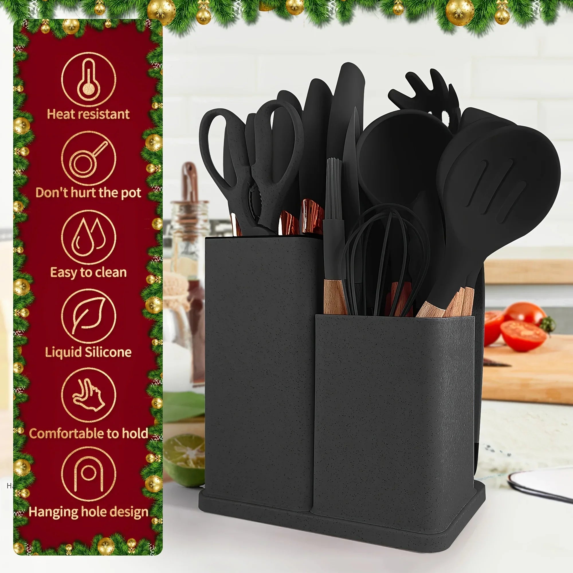 Heat-Resistant Silicone Kitchen Utensil Set - Non-Stick Cooking