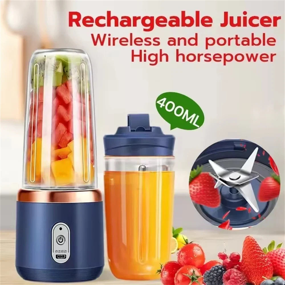 Portable Electric Juicers Blue Pink ABS Cup Multifunction