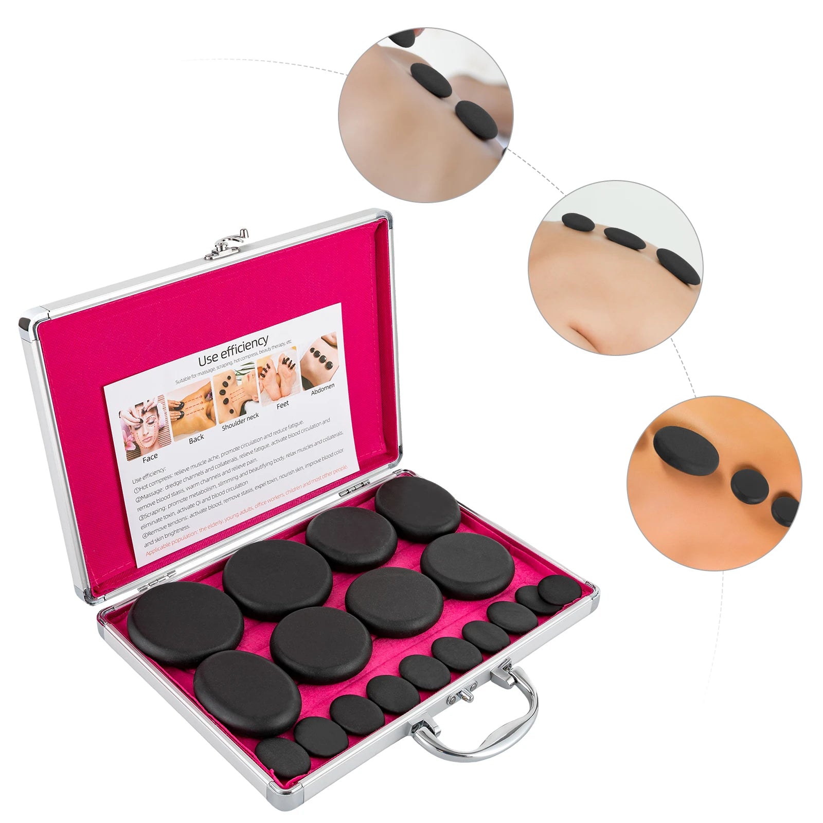 Hot Stones Massage Set - Professional Heating Stone Kit with Heater Box