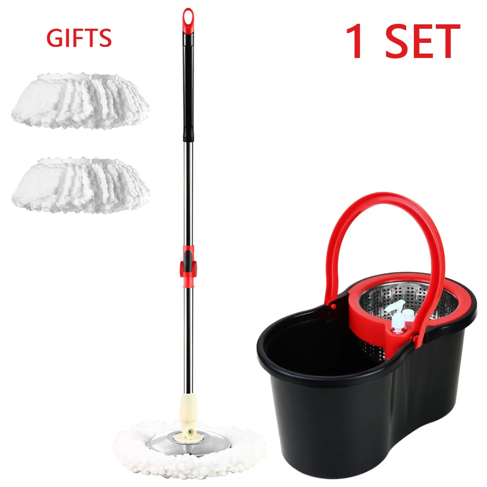 360° Spin Mop Bucket Sets with Wring System in 3 Microfiber Heads