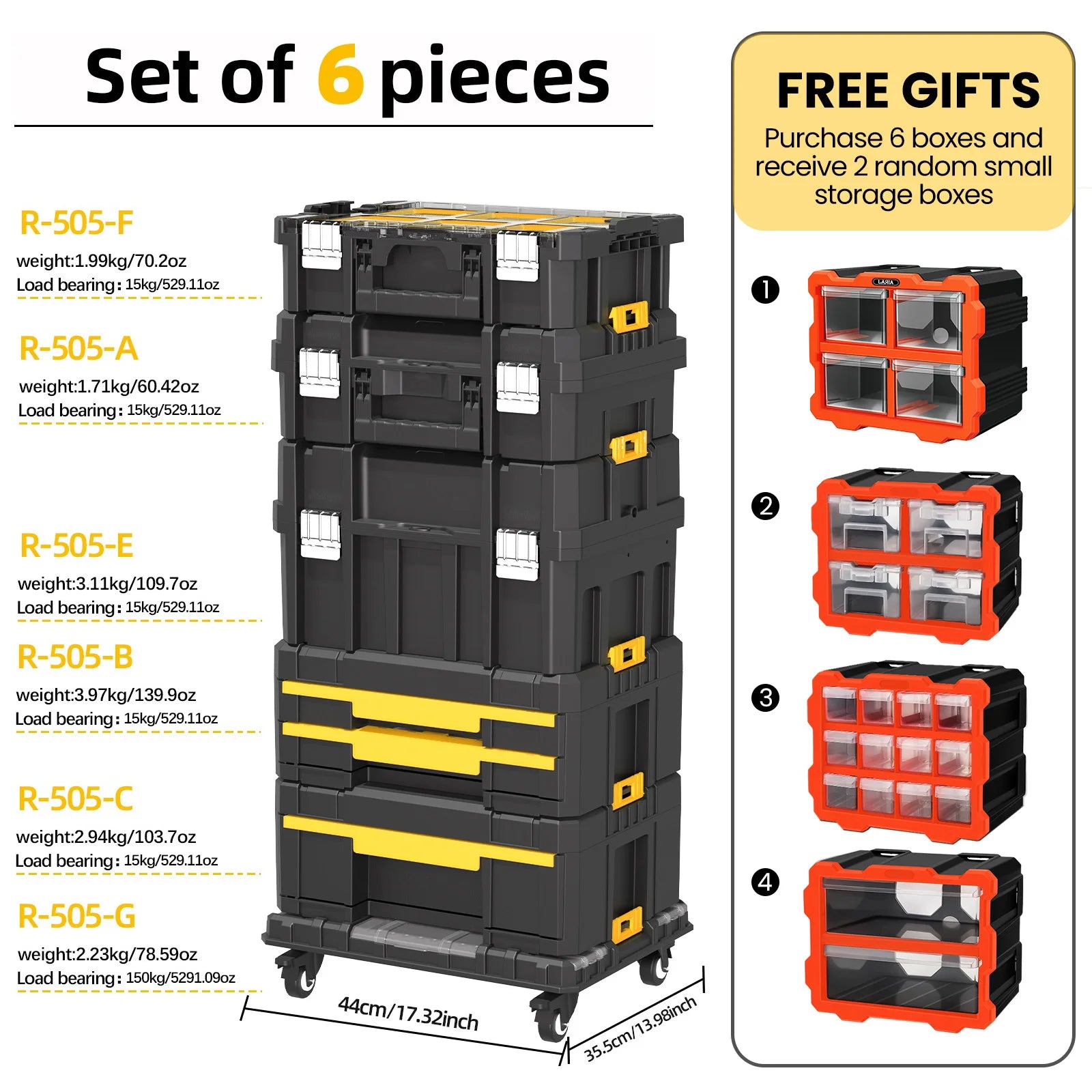 AIRAJ MultiFunctional Tier Stackable Rolling Plastic Portable Folding Tool Storage Box