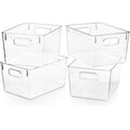 4-Pack Clear Plastic Storage Bins - Stackable Home & Office Organization Containers