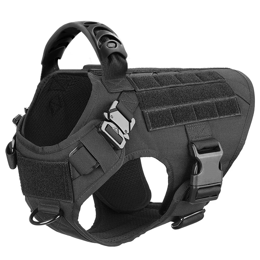 PETRAVEL Tactical Dog Harness & Leash Set | 1050D Nylon Vest | Quick-Release, MOLLE System | S–XL for Medium & Large Dogs
