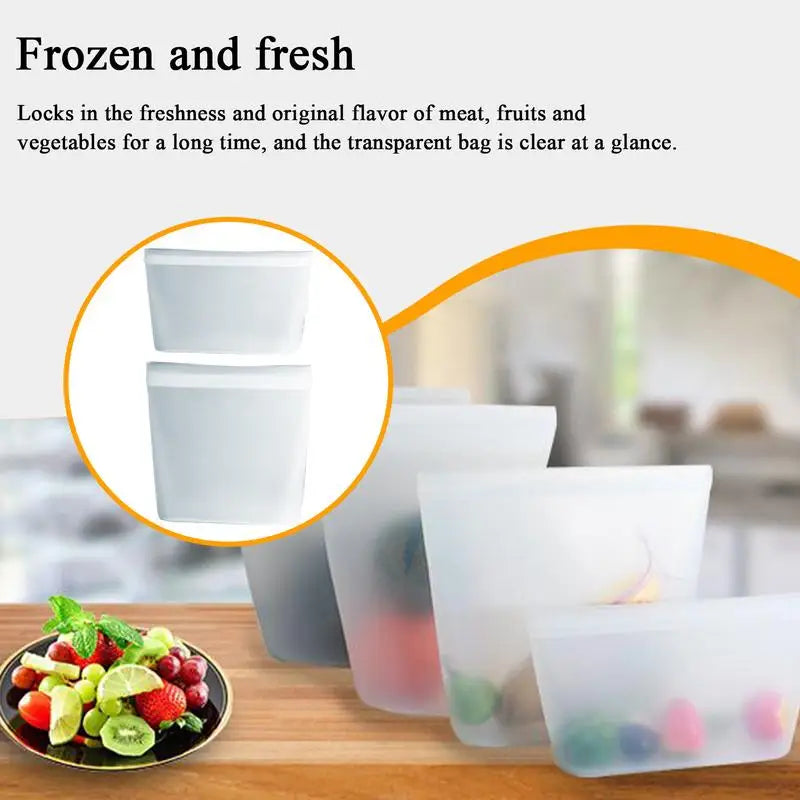 Silicone Food Storage Bags Leakproof Reusable Freezer Bags