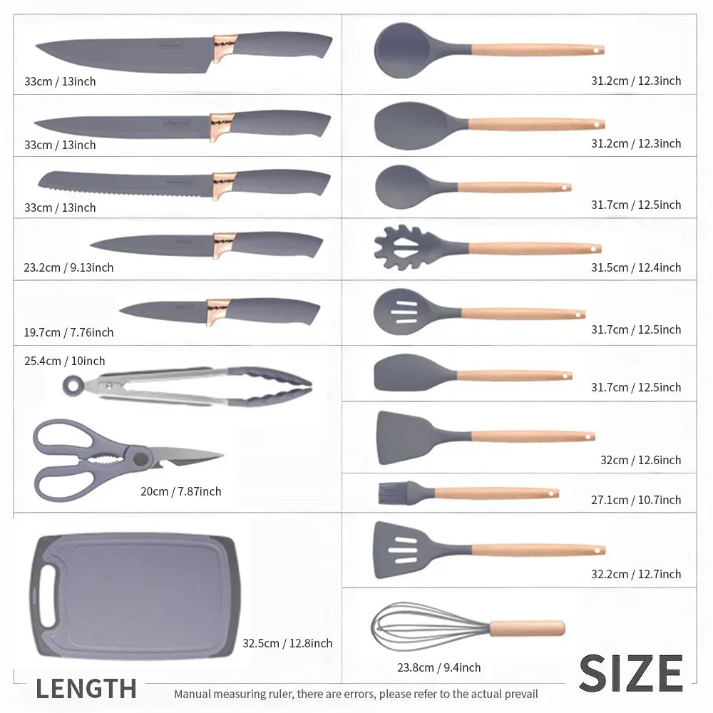 Heat-Resistant Silicone Kitchen Utensil Set - Non-Stick Cooking