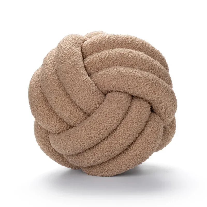 Hand-woven Knotted Ball Pillow Lamb Velvet