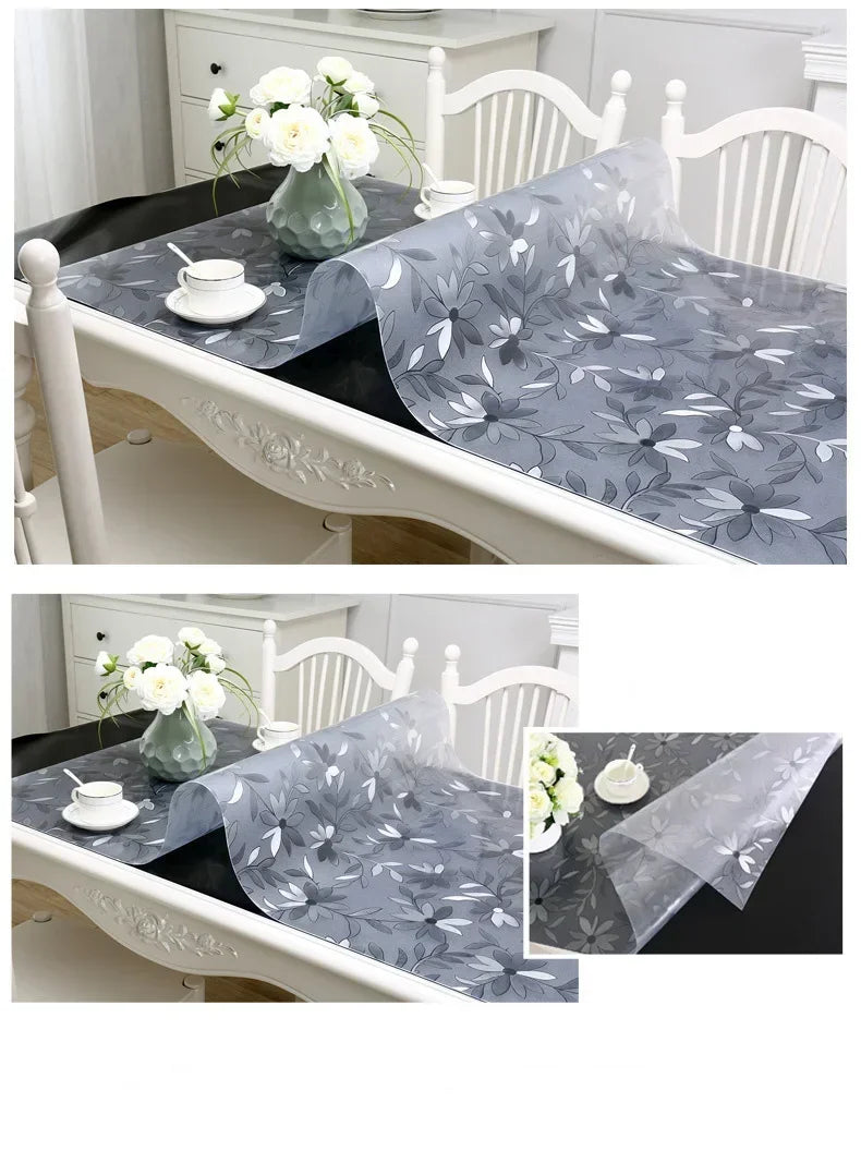 Clear Vinyl Tablecloth Protector (Waterproof & Heat-Resistant) - Reusable PVC Table Mat for Dining & Kitchen