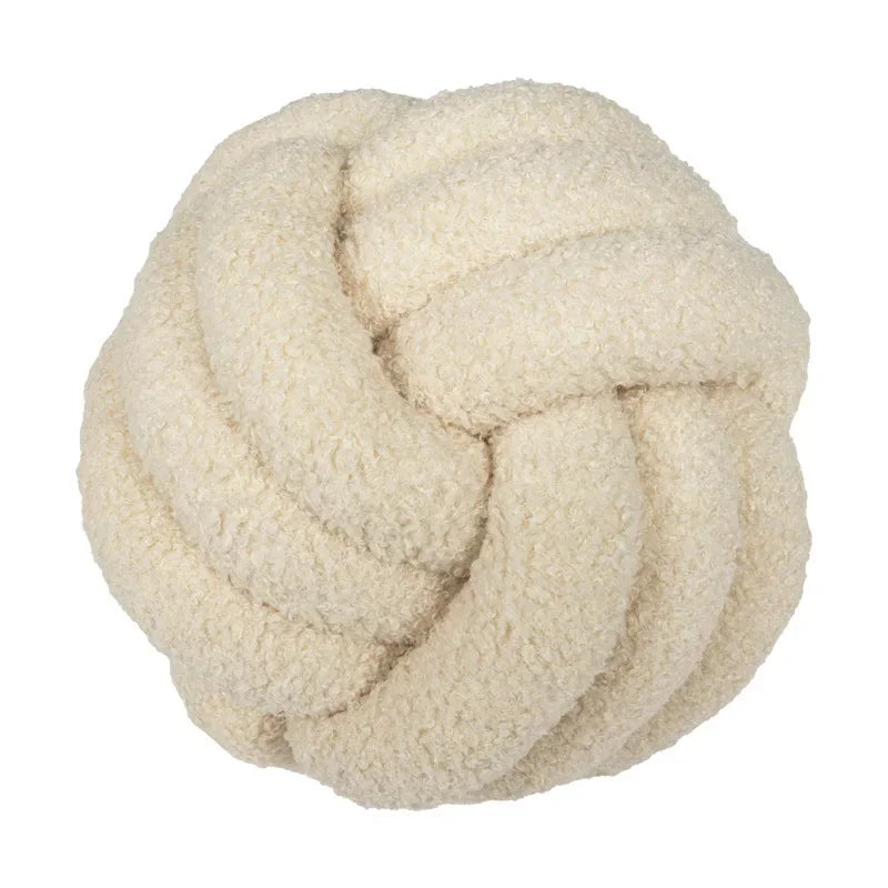 Hand-woven Knotted Ball Pillow Lamb Velvet