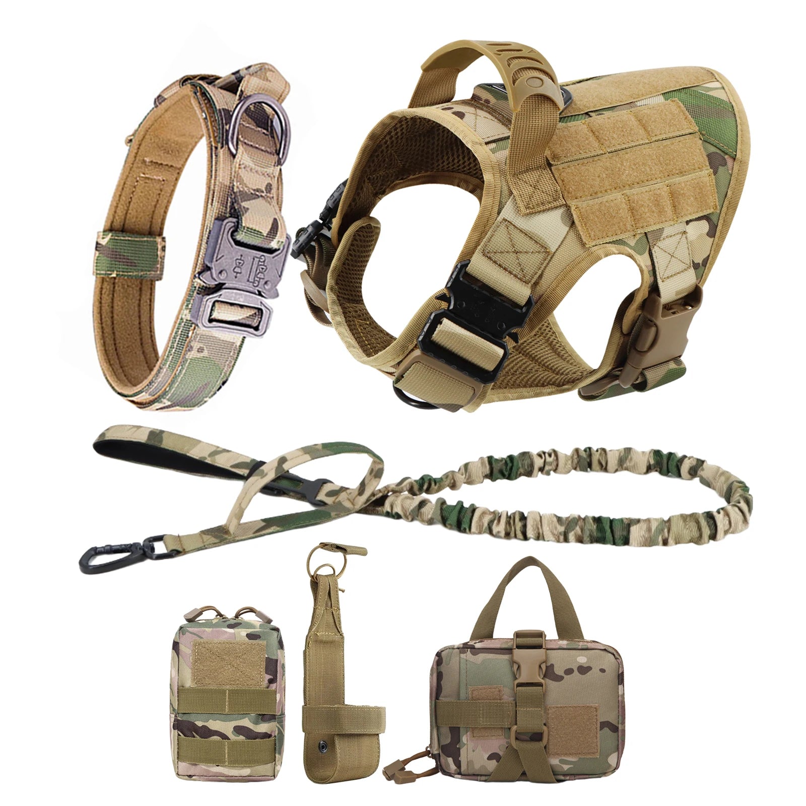 PETRAVEL Tactical Dog Harness & Leash Set | 1050D Nylon Vest | Quick-Release, MOLLE System | S–XL for Medium & Large Dogs