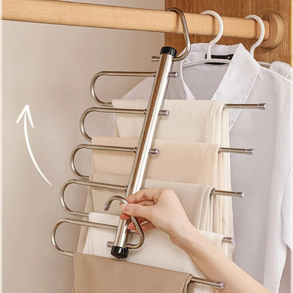 Magic Folding Pants Hangers - 5-in-1 Space-Saving Multi-Layer Clothes Hanger