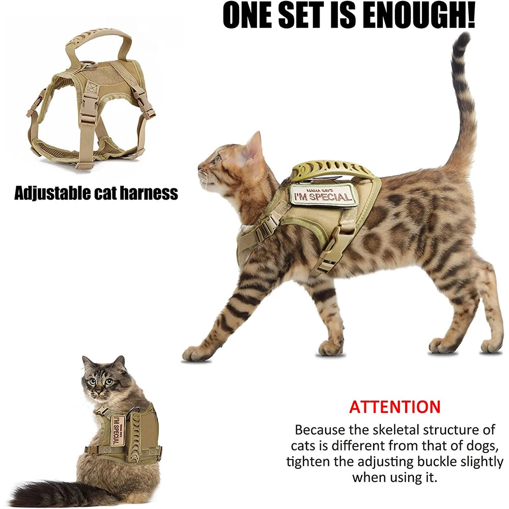 LISM Tactical Cat Harness | Escape-Proof Vest with Air Cushion Support & Control Handle | Adjustable for Cats & Small Dogs