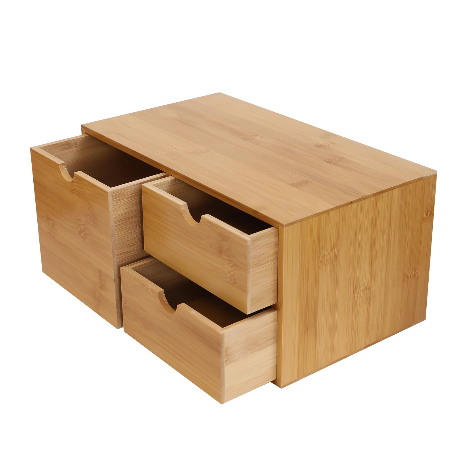 Desk Organizer with 3 Drawers - Bamboo Desktop Storage Box for Home Office