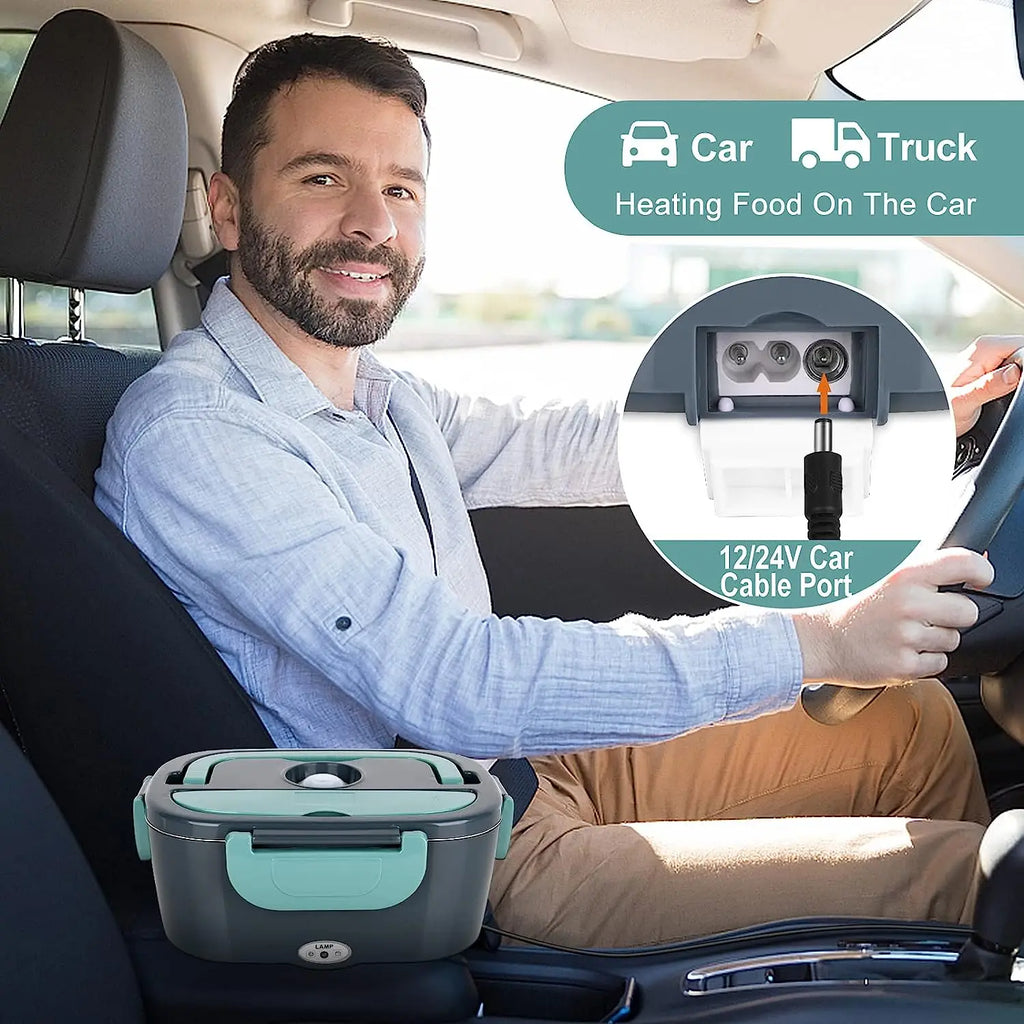 Electric Lunch Box Food Warmer - 1.5L 60W Portable Heated Lunch Container for Car/Office