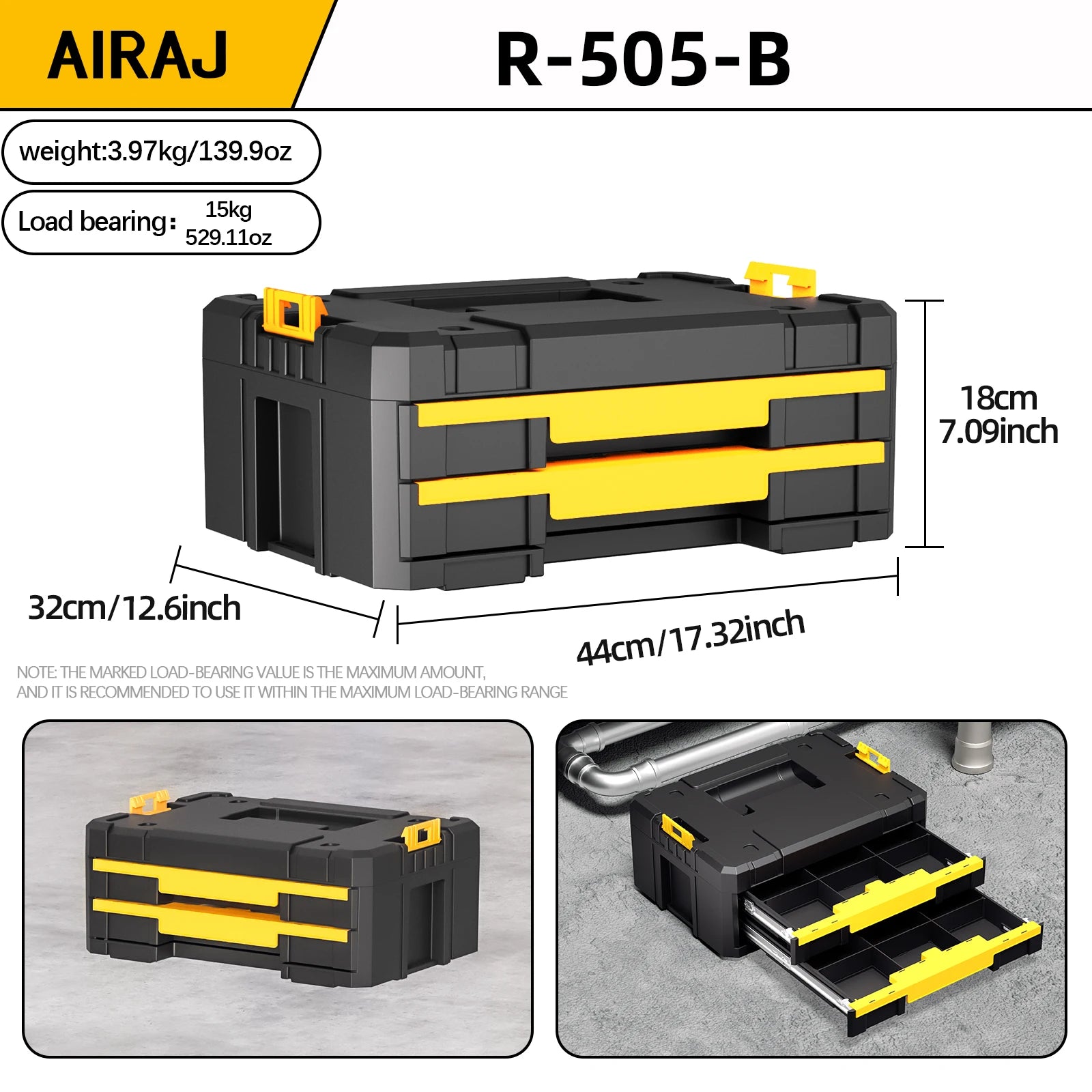 AIRAJ MultiFunctional Tier Stackable Rolling Plastic Portable Folding Tool Storage Box
