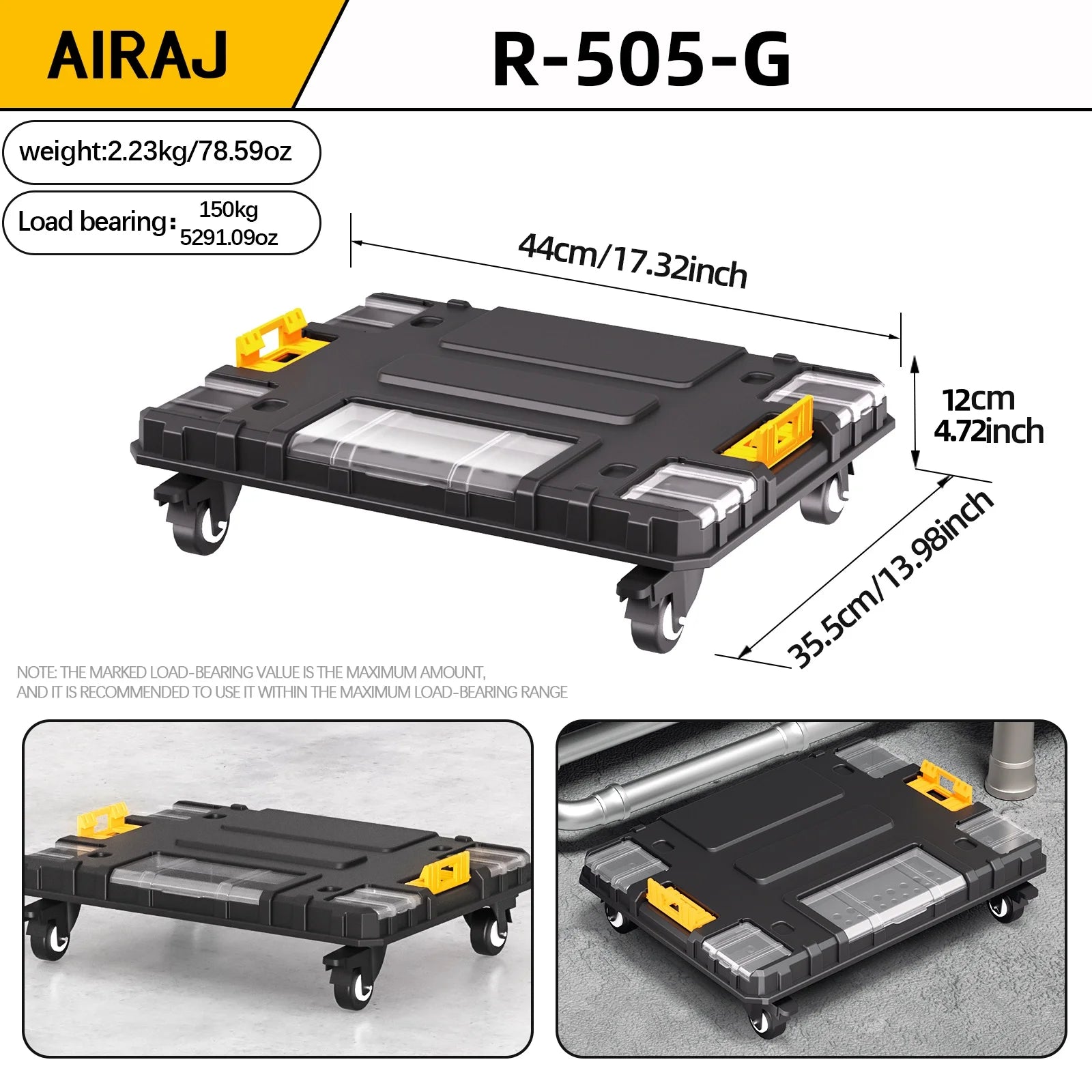 AIRAJ MultiFunctional Tier Stackable Rolling Plastic Portable Folding Tool Storage Box