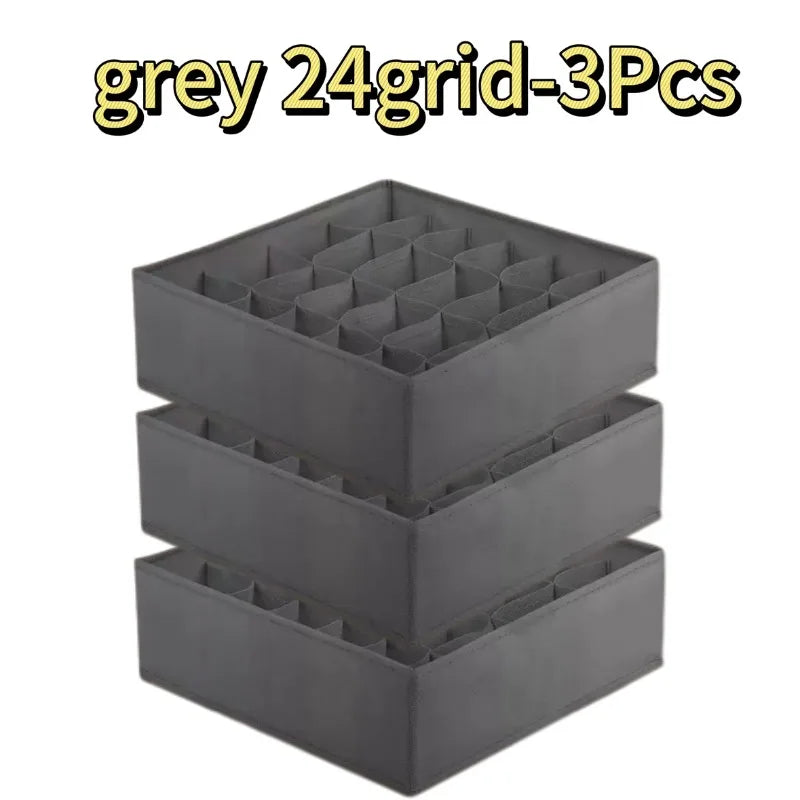 Wardrobe Underwear Organizer - Divided Storage Bins for Socks, Bras & Ties