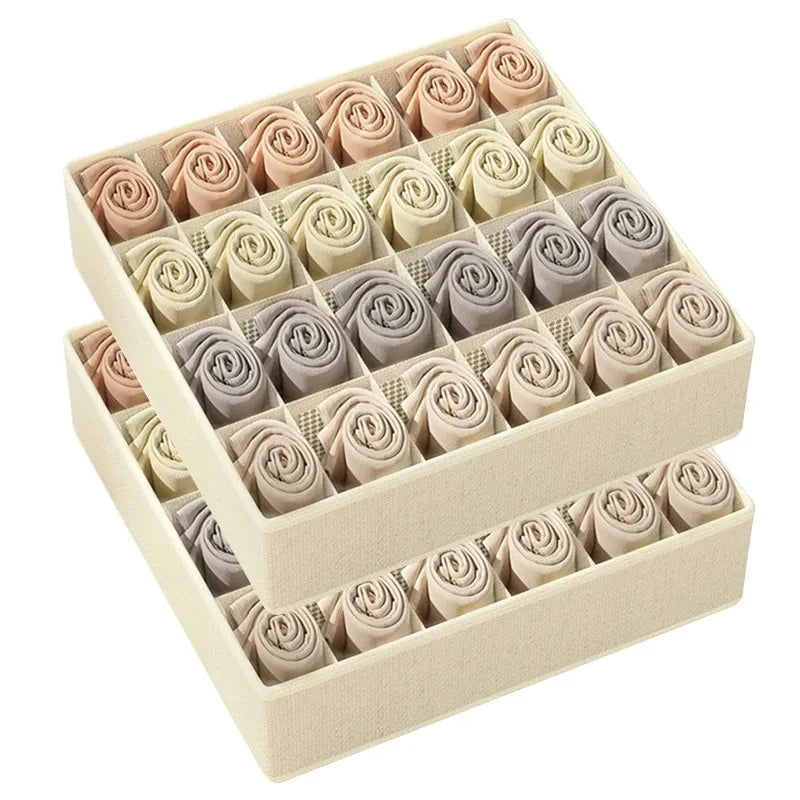 Underwear & Sock Storage Box - Compartmentalized Drawer Organizer for Clothes