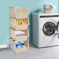 4-Pack Stackable Storage Baskets - Multi-Purpose Plastic Organizer Bins for Pantry