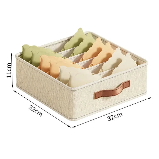 Underwear & Sock Storage Box - Compartmentalized Drawer Organizer for Clothes