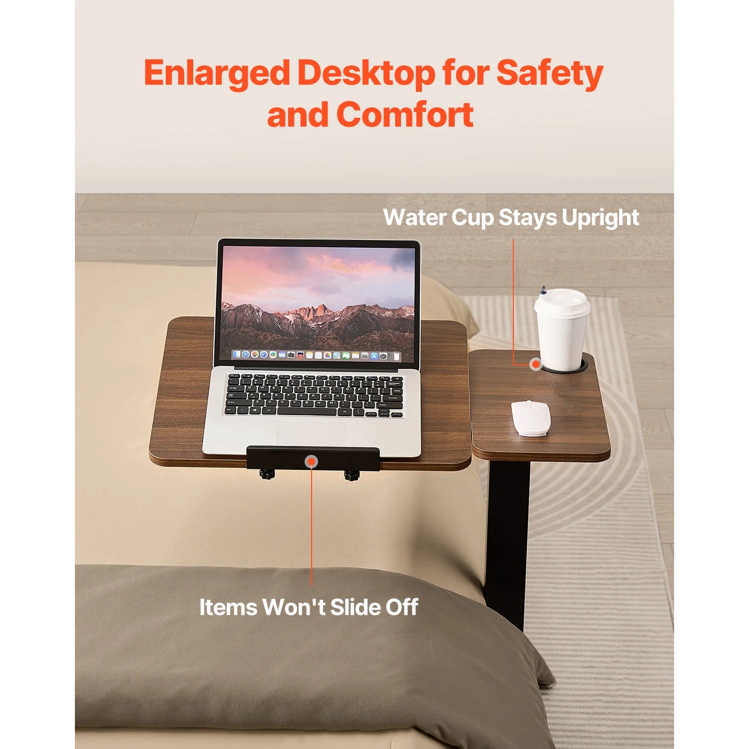 SucceBuy Overbed Table Mobile Bed Side Table