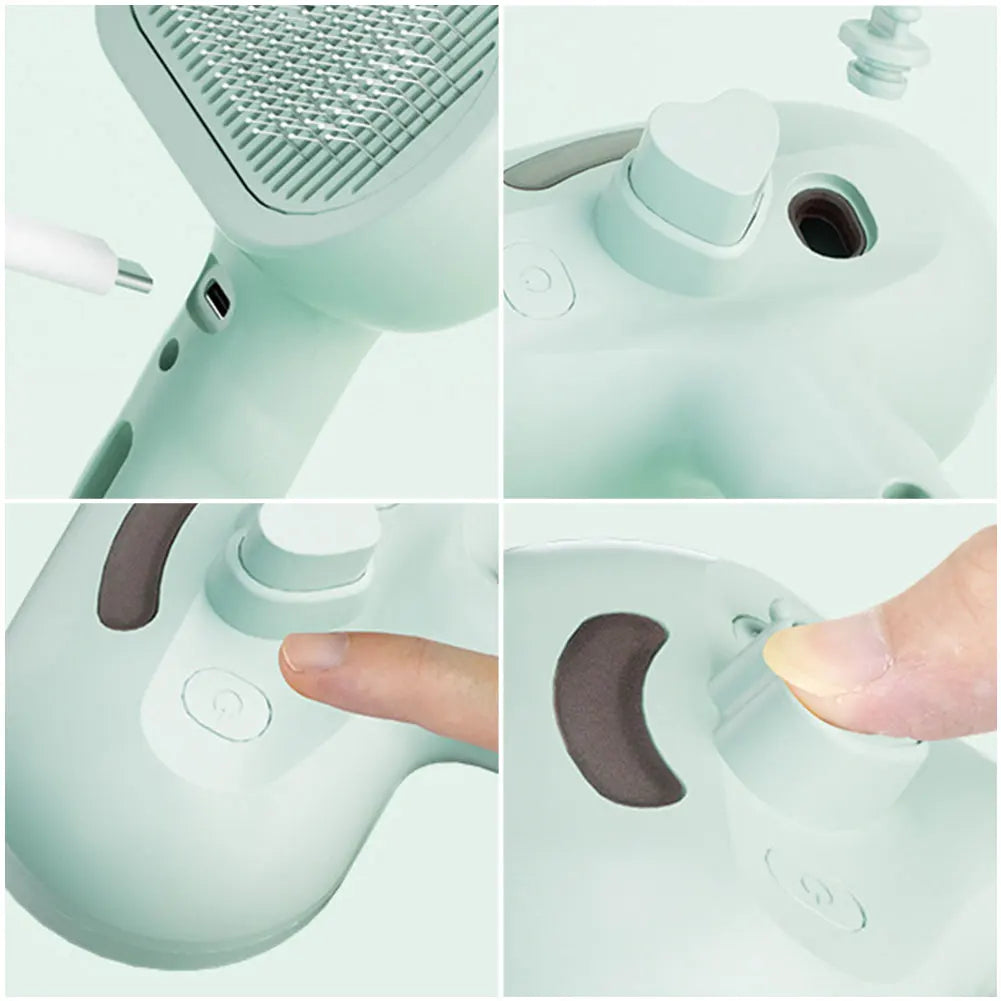 3-in-1 Self-Cleaning Pet Grooming Brush with Mist Spray | Deshedding, Massage & Coat Care for Cats & Dogs