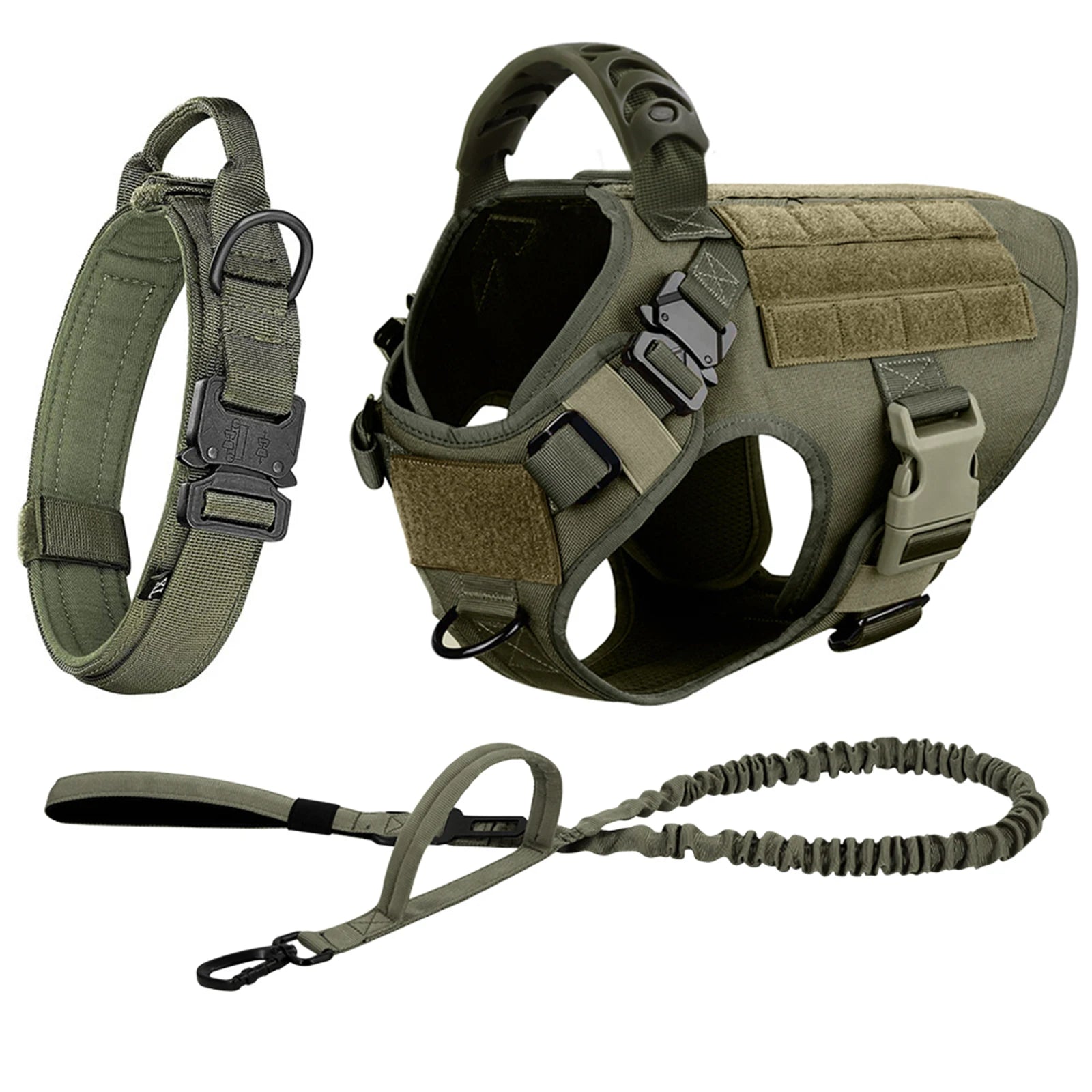 PETRAVEL Tactical Dog Harness & Leash Set | 1050D Nylon Vest | Quick-Release, MOLLE System | S–XL for Medium & Large Dogs