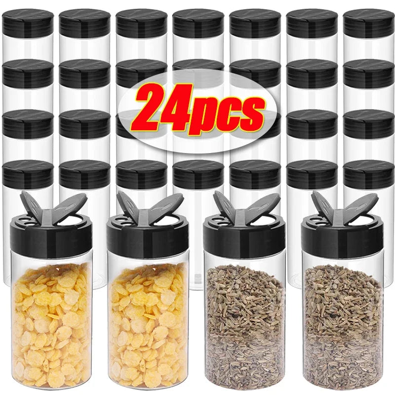 24-1PCS Transparent Seasoning Jars Reusable