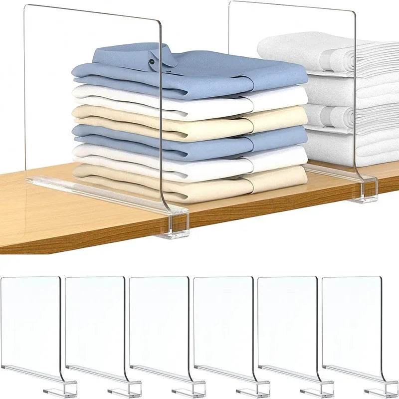 Transparent Closet Shelf Divider - Acrylic Wardrobe Organizer for Bags & Sweaters