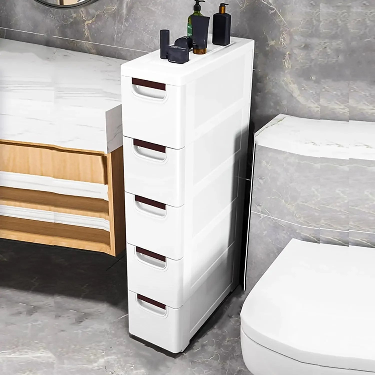 5-Tier Narrow Plastic Wardrobe - Slim Storage Cabinet for Small Spaces & Closets