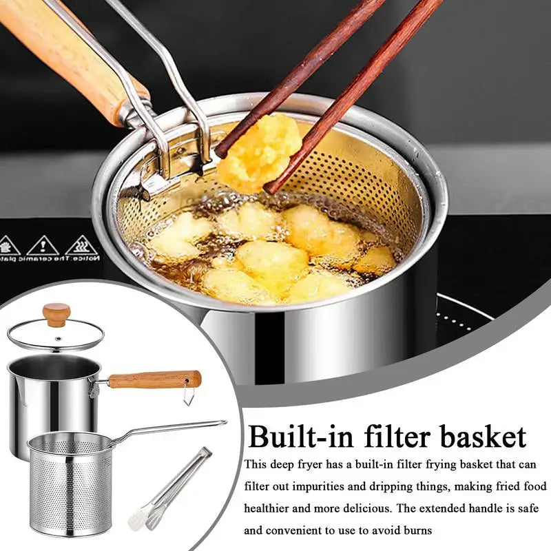 Stainless Steel Deep Fryer Pot with Basket - Professional Home Frying Set