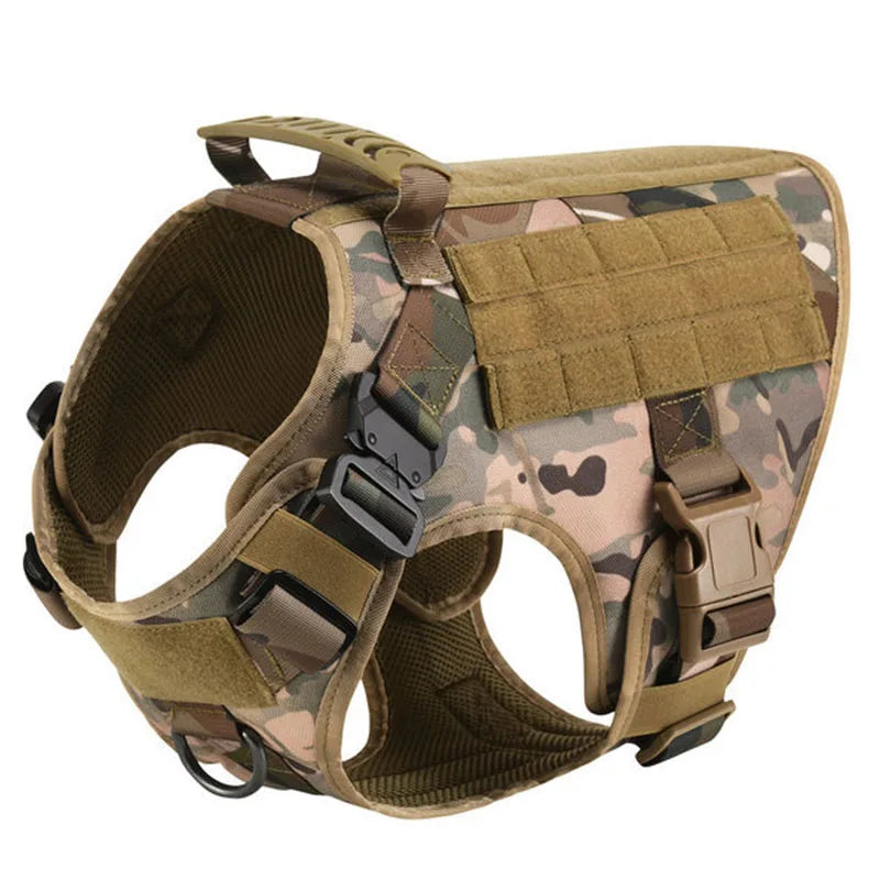 PETRAVEL Tactical Dog Harness & Leash Set | 1050D Nylon Vest | Quick-Release, MOLLE System | S–XL for Medium & Large Dogs