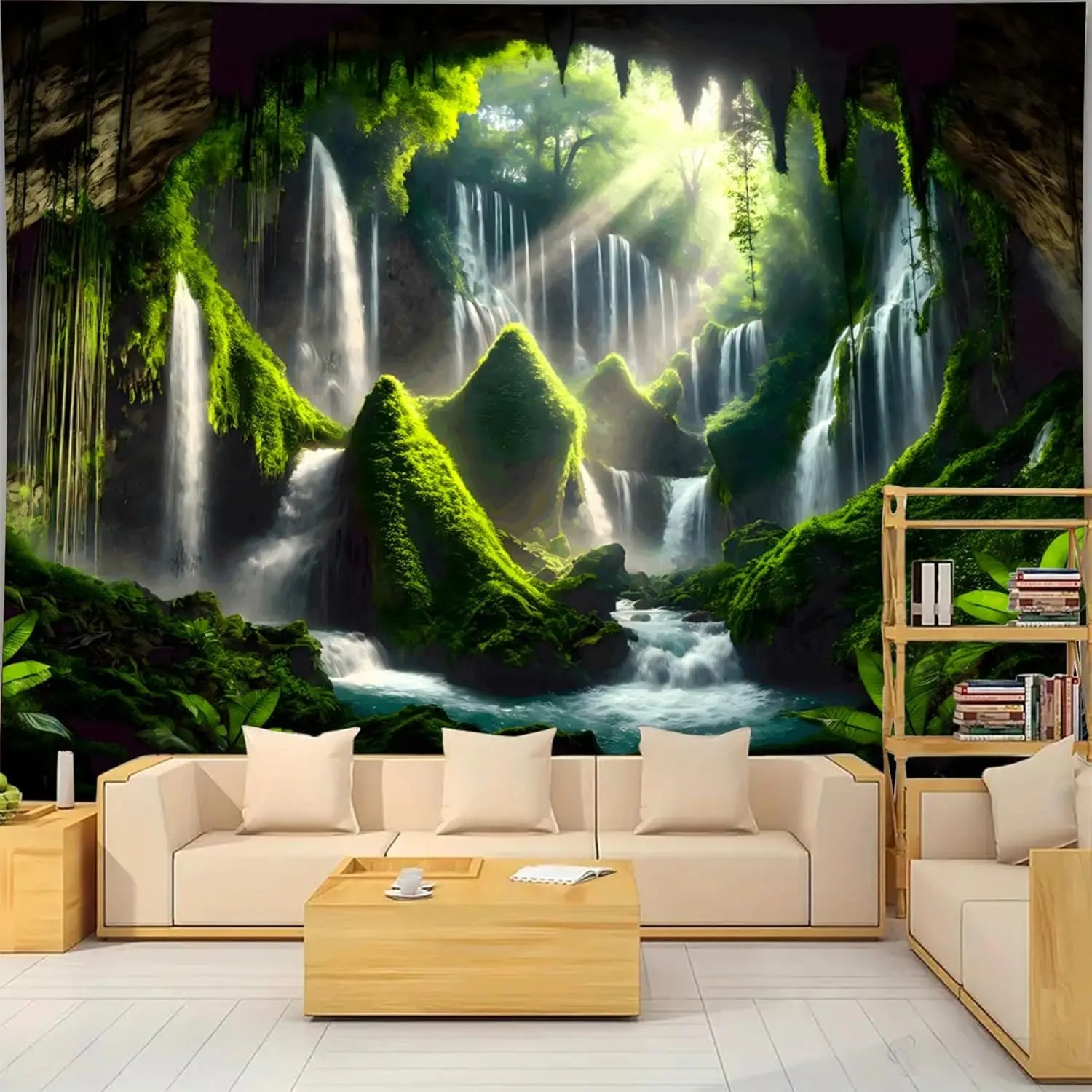 Nature Tapestry Forest Tree Sea Cave Wall Hanging