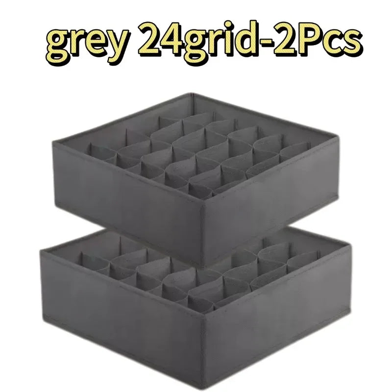 Wardrobe Underwear Organizer - Divided Storage Bins for Socks, Bras & Ties