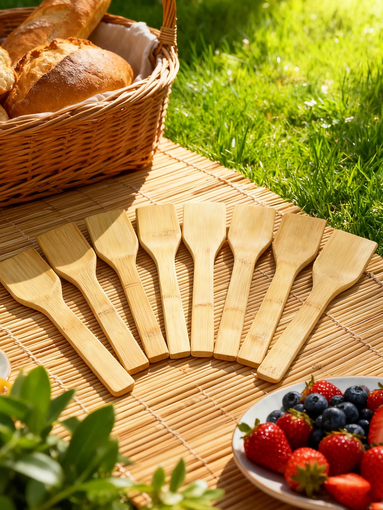 Natural Bamboo Spatula Set - Eco Friendly Wooden