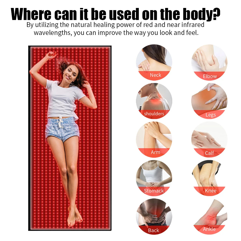 Full Body Red Light Therapy Mat - LED Light Relief Pad for Muscle Recovery & Inflammation