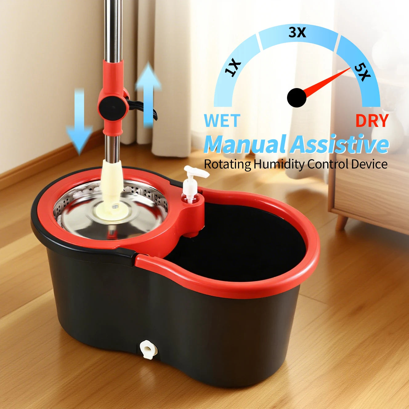360° Spin Mop Bucket Sets with Wring System in 3 Microfiber Heads