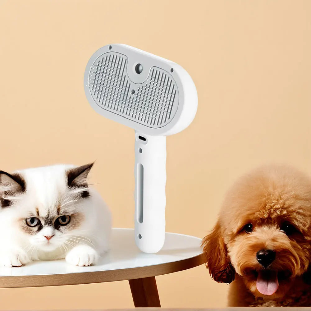 3-in-1 Self-Cleaning Pet Grooming Brush with Mist Spray | Deshedding, Massage & Coat Care for Cats & Dogs