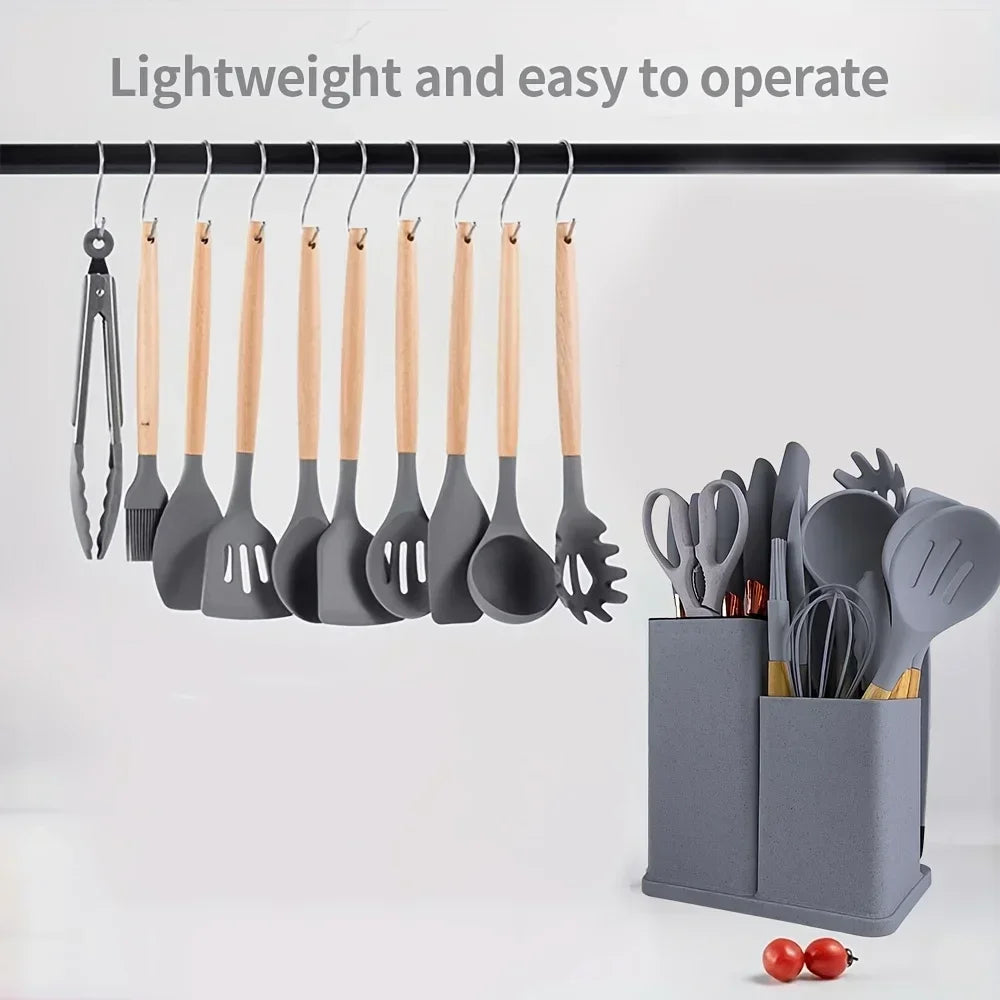 Heat-Resistant Silicone Kitchen Utensil Set - Non-Stick Cooking