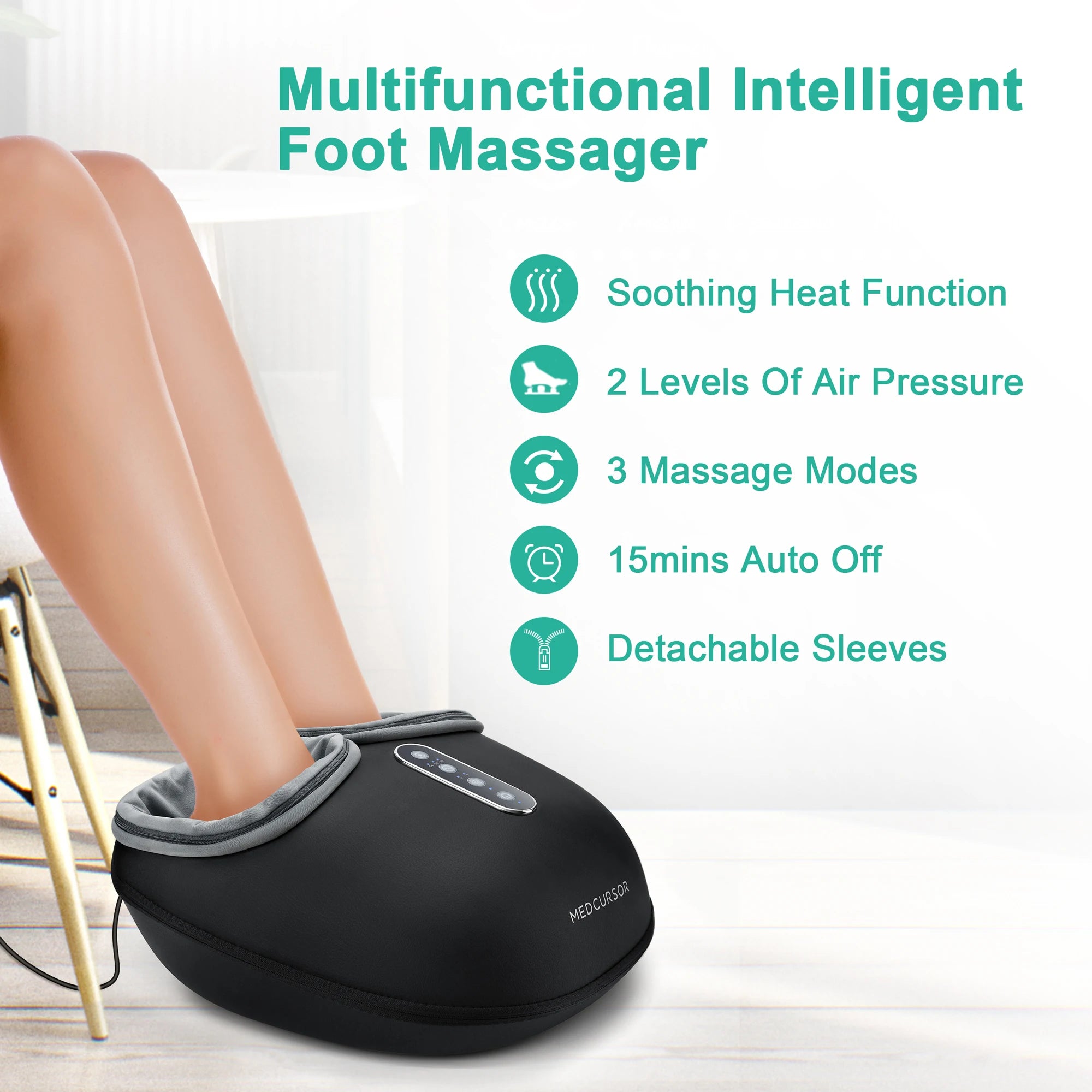 Medcursor Shiatsu Foot Massager - Deep Tissue Kneading Machine with Heat Roller